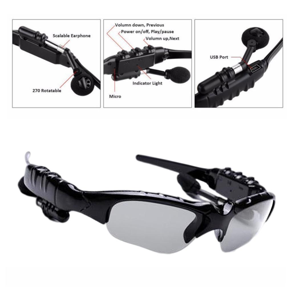 Sports Bluetooth Sunglasses Headset Headphone for Men Earpiece Hands-Free