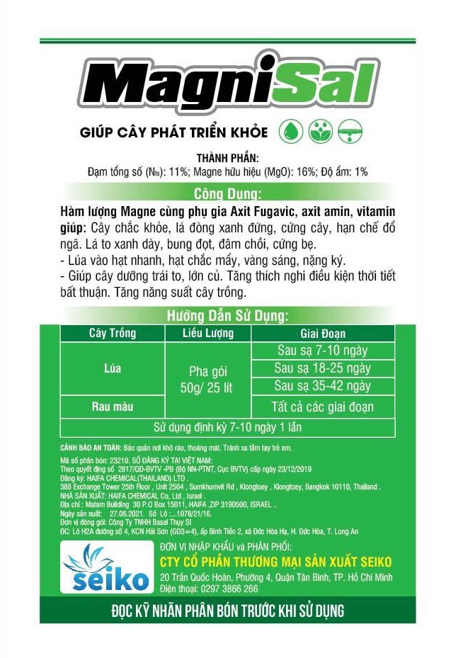 Phân bón Haifa Magie Nitrat (MgNo3) Magnisal Siêu Xanh Tốt, đâm chồi ra rễ cực mạnh, chống hiện tượng xoắn rụng lá