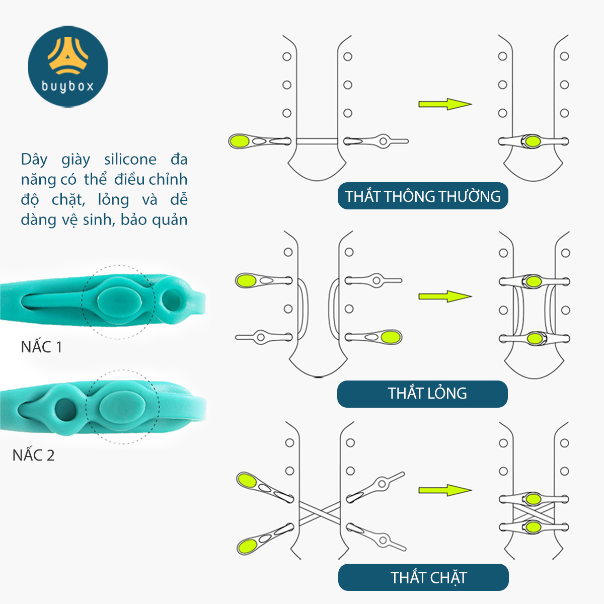 Bộ dây giày Silicone, độ bền cao, tiết kiệm thời gian thắt dây giày, màu sắc đa dạng, thời thượng - Buybox - BBPK351