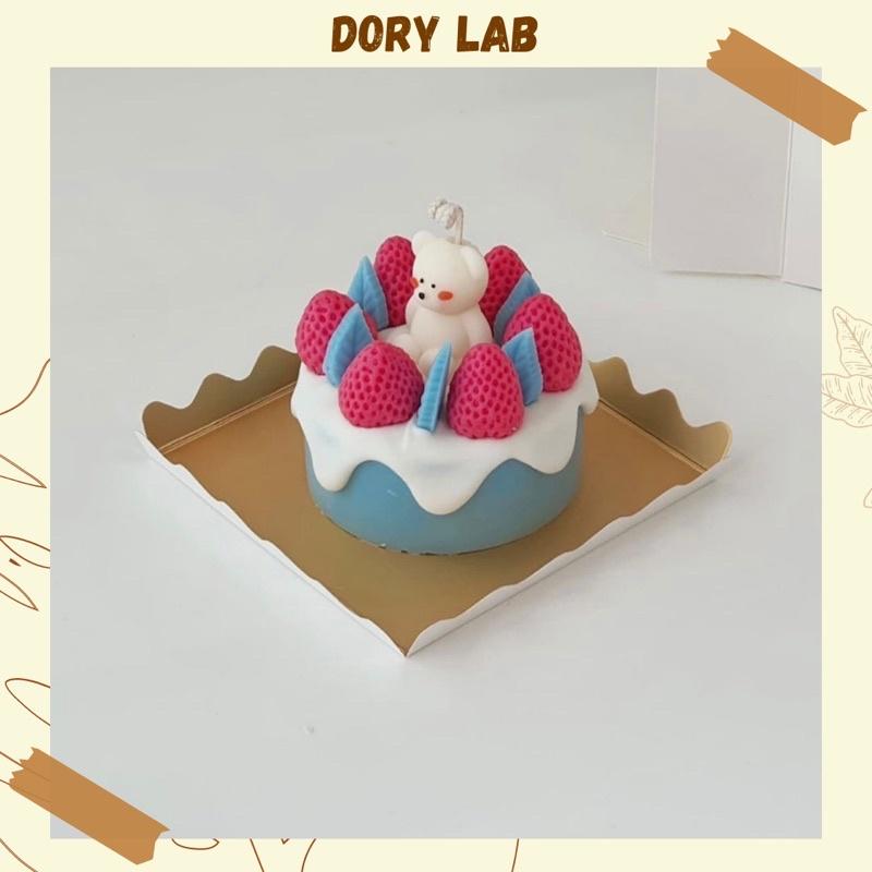 Nến Thơm Bánh Kem Handmade Gấu Con Dâu Tây, Quà Tặng Sinh Nhật - Dory Lab