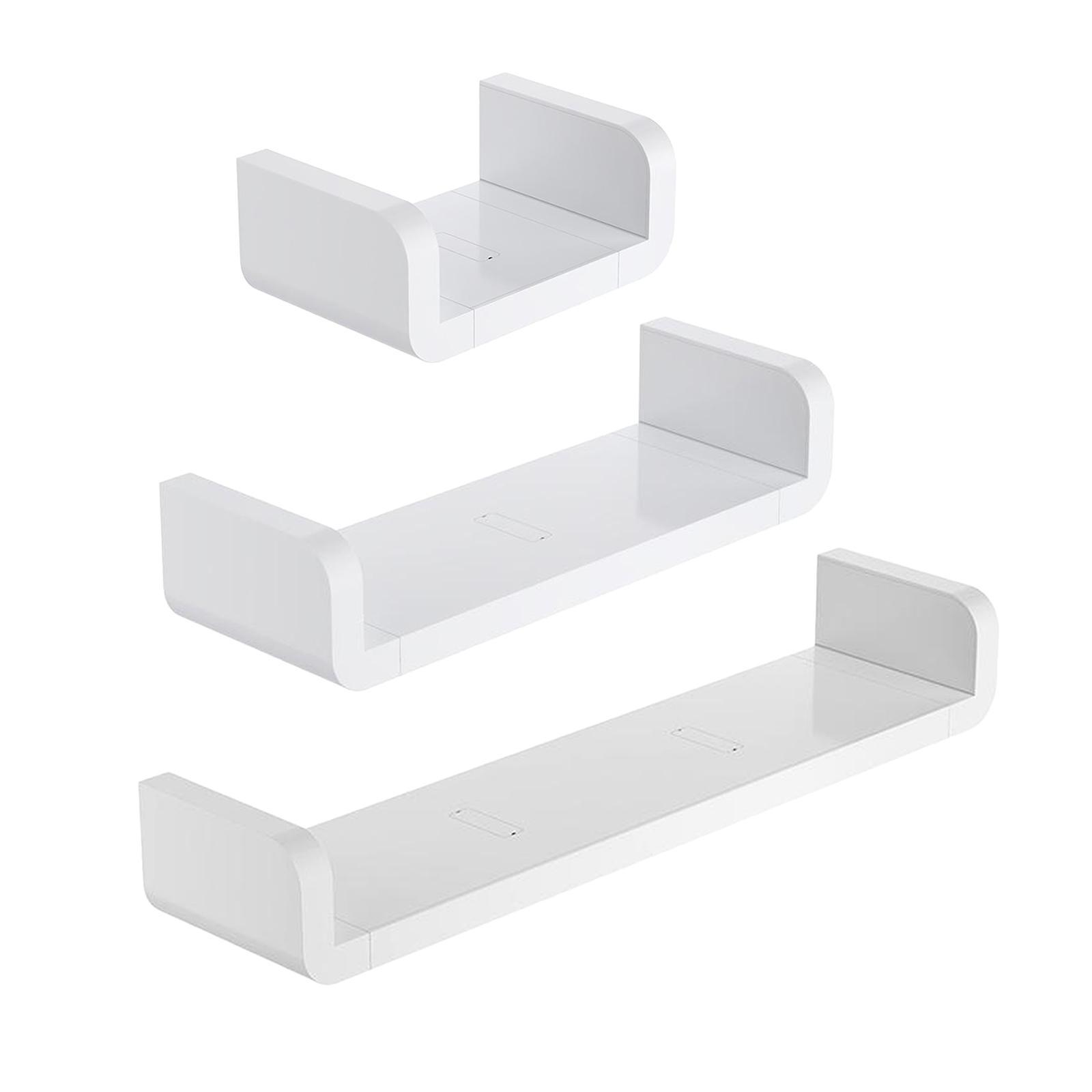 3Pcs Floating Wall Shelves White Bathroom Display and Organizers