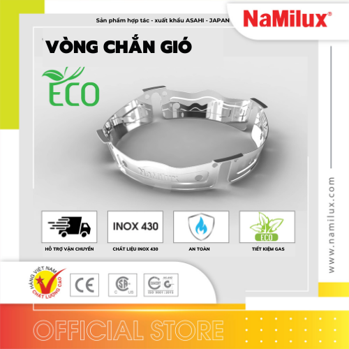 Vòng Chắn Gió Inox NaMilux│Tiết Kiệm 30% Gas Tiêu Thụ│Rút Ngắn 1/3 Thời Gian Đun Nấu│Hàng Chính Hãng