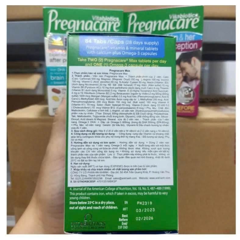 Viên Uống Vitamin bà bầu Vitabiotics Pregnacare Max 84 viên