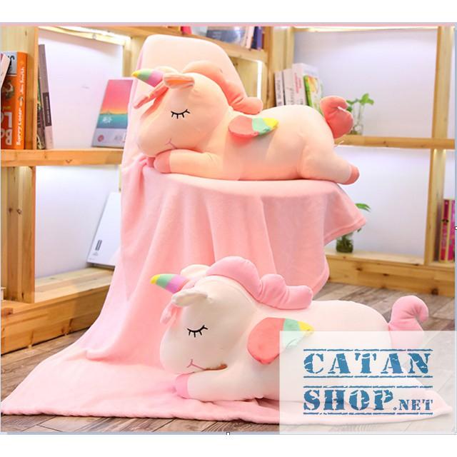 Gấu bông CATAN shop,Gối mền kỳ lân 3 trong 1 siêu cute,nỉ nhung cực mịn,chăn gối văn phòng unicorn ngựa 1 sừng, quà tặng