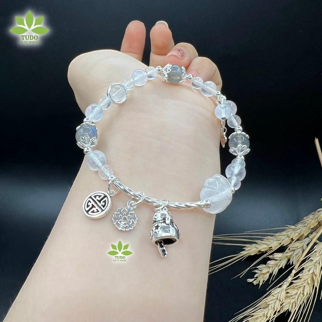 Vòng Tay Nữ Đẹp - Vòng Phong Thủy Mệnh Kim, Thủy TUDO VCBMOON VCBXC AG925 Charm Mèo, Bông Tuyết B21K800