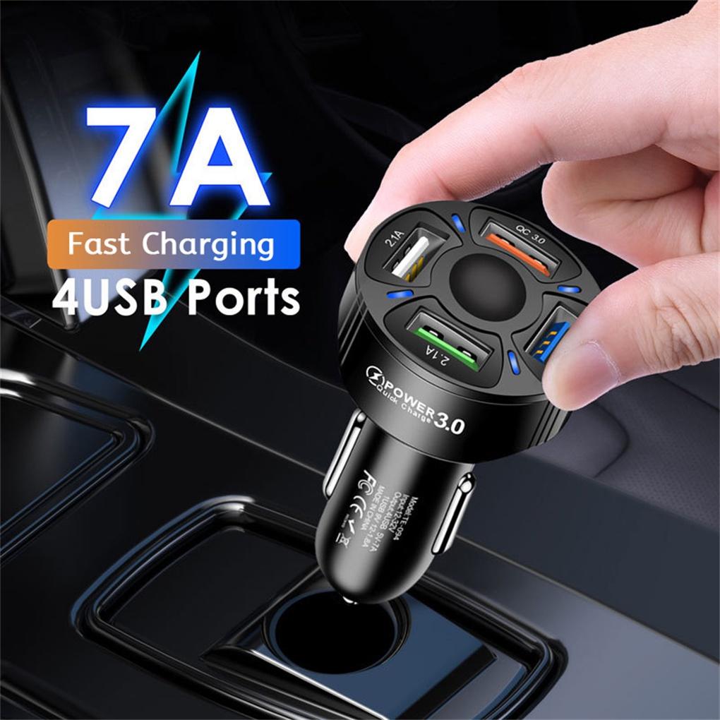 Plastic Car Charger Portable Removable 12-24V 4 USB Ports Anti-slip Fast Charging Stylish Cellphone AutomobileELEN