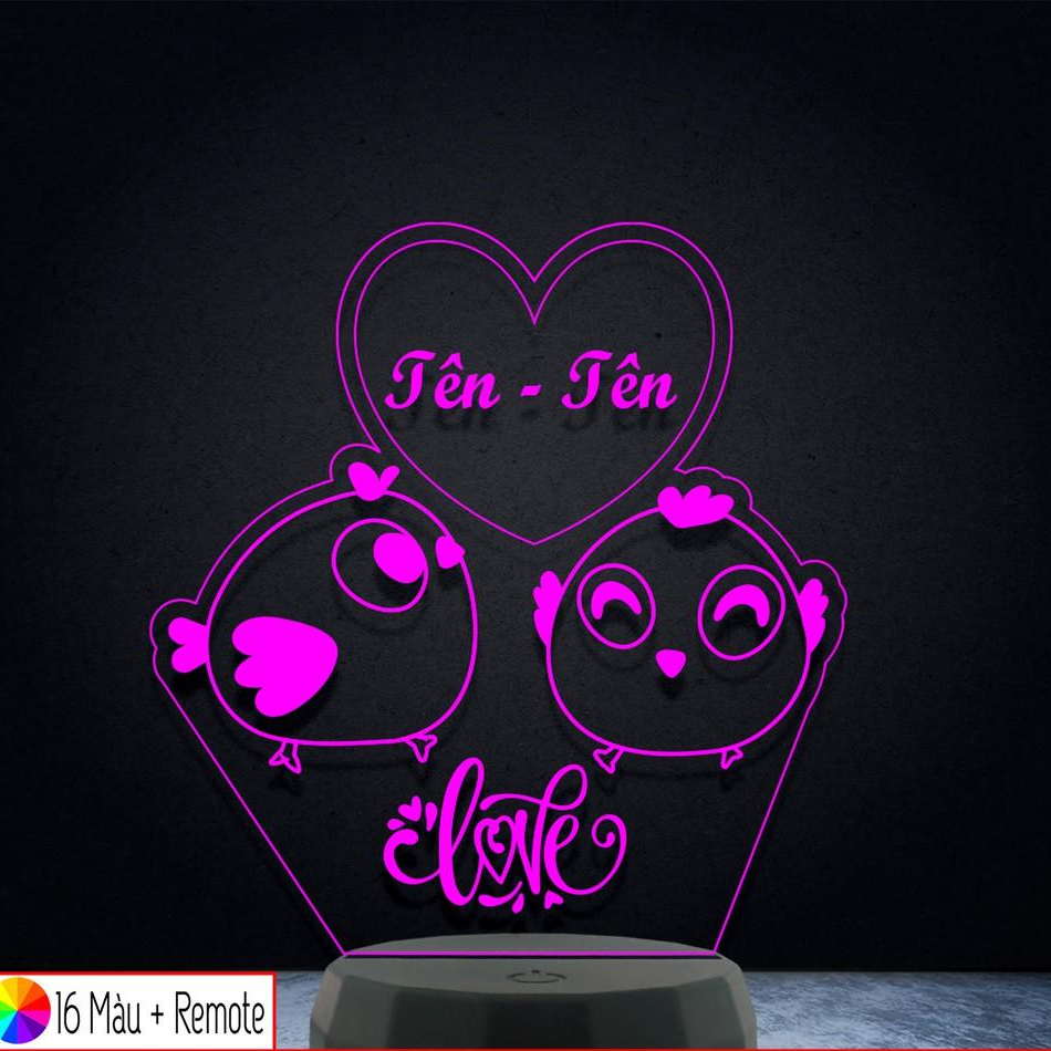 Đèn Led 3D trang trí GÀ LOVE – Qùa Tặng Độc Đáo, Trang Trí, Để Bàn, Phòng Ngủ,