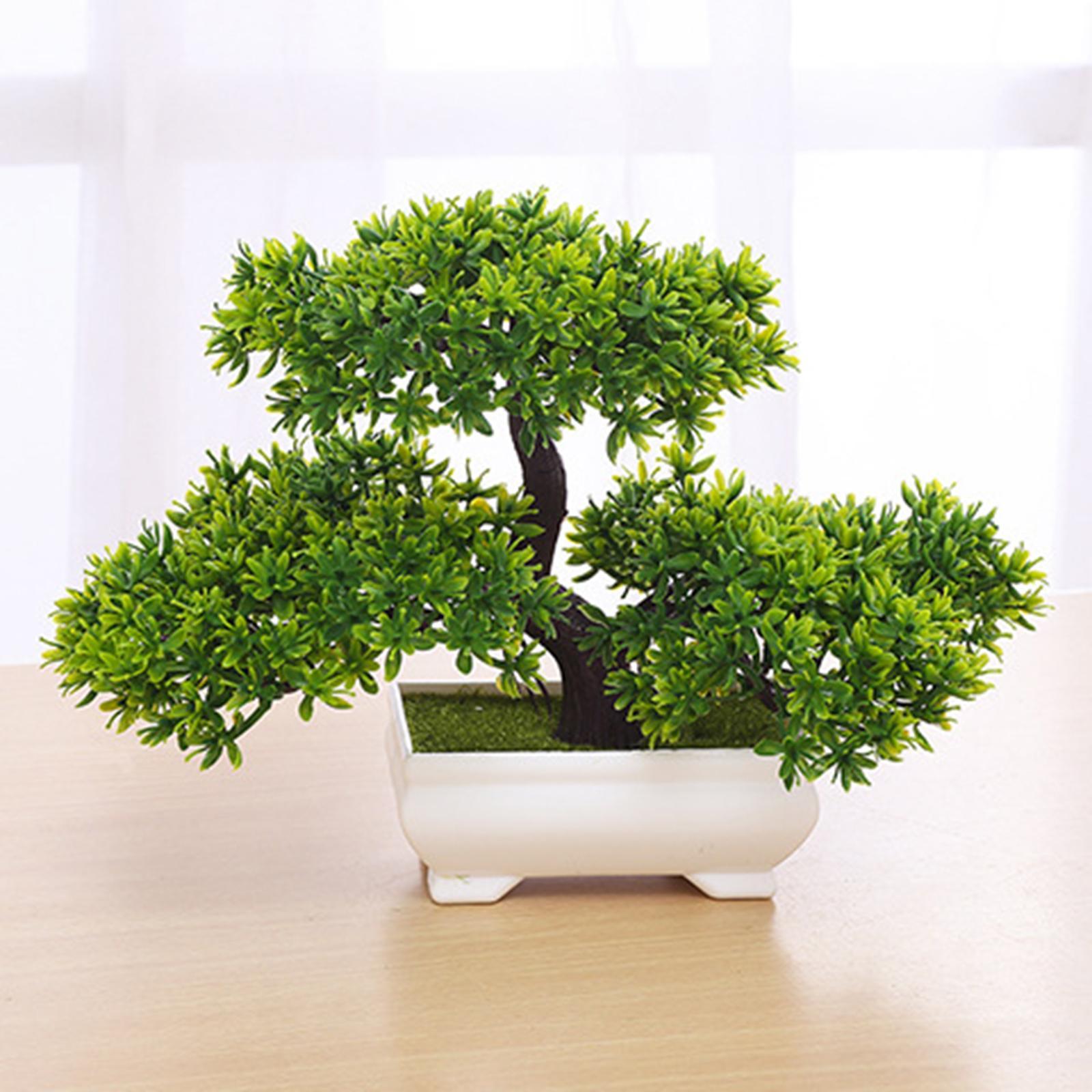 Artificial Bonsai Tree Desk Potted Tree for Living Room Shelf Fireplace