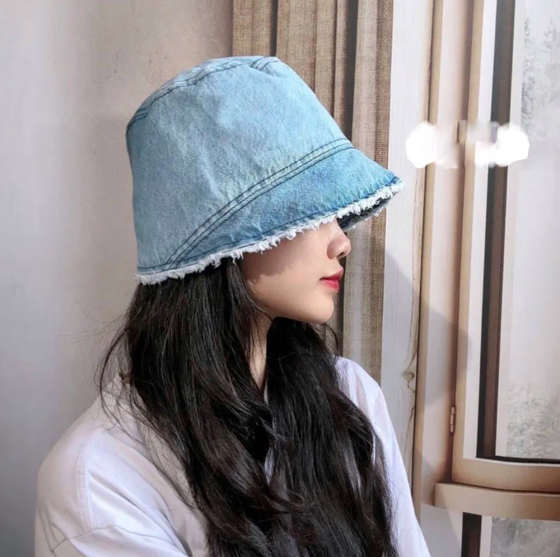 (NEW) Mũ vành, nón bucket trơn phối vải jeans cực đẹp Form chuẩn thời trang nữ (Ảnh thật)