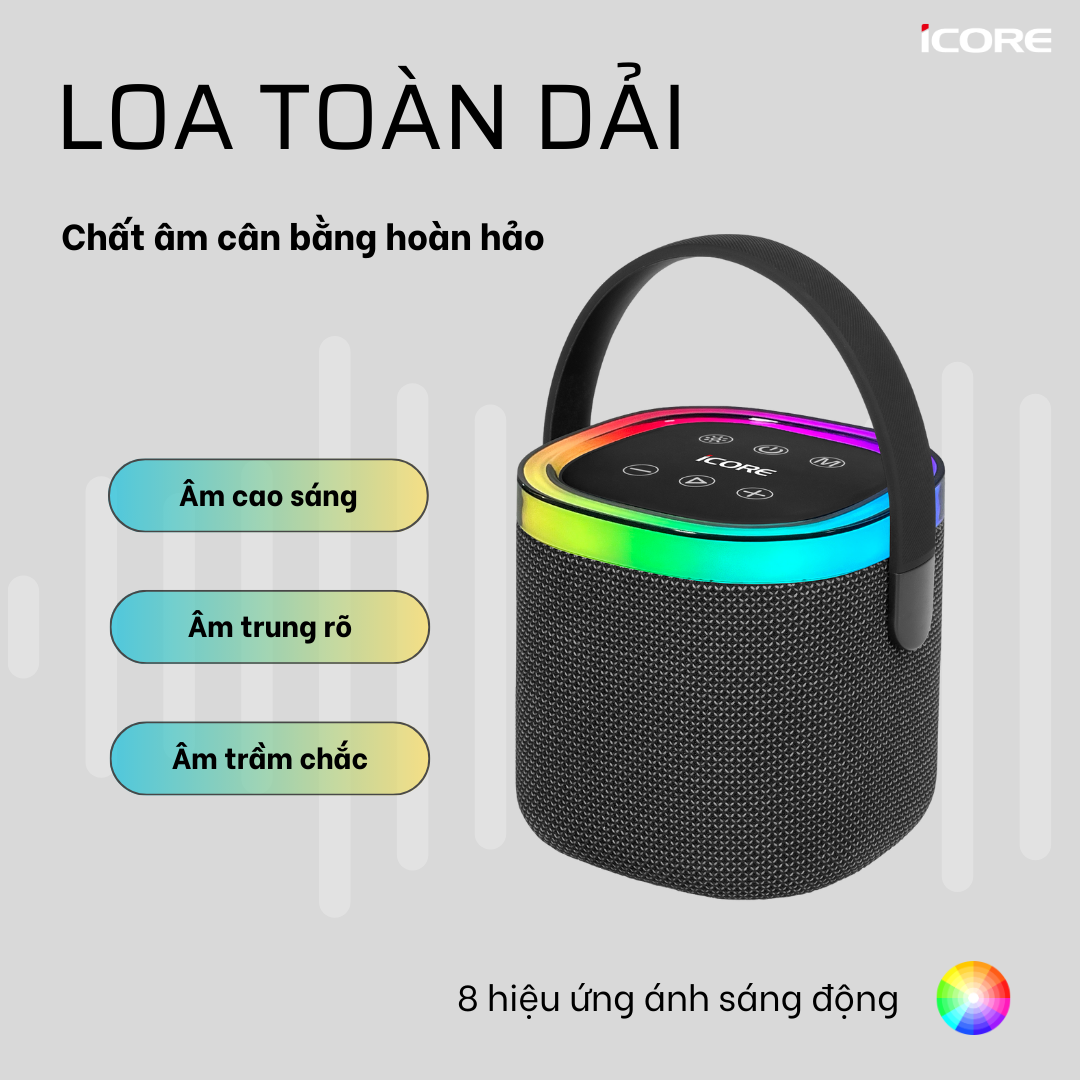 Loa Bluetooth iCore BS28 – Âm Thanh Mạnh Mẽ, Thiết Kế Hiện Đại - HÀNG CHÍNH HÃNG