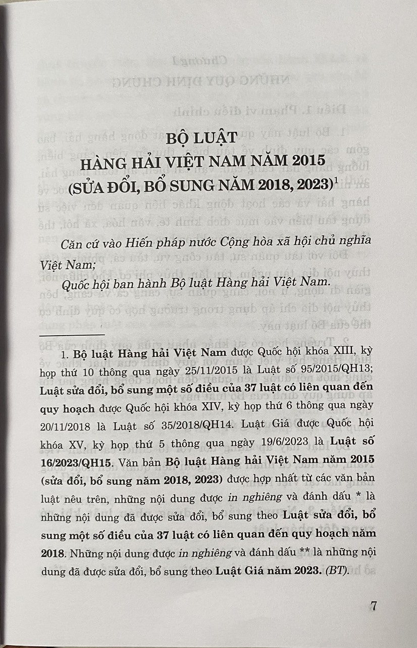 Hình ảnh Bộ Luật Hàng Hải Việt Nam năm 2015 ( sửa đổi, bổ sung năm 2018, 2023 )