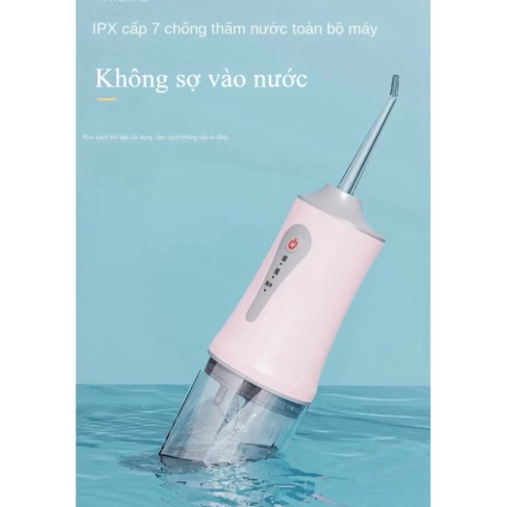 [HÀNG LOẠI 1 XỊN] Tăm Nước Oral Irrigator Nội Địa Máy Tăm Nước Cầm Tay Vệ Sinh Răng 4 Đầu Tăm Bình Chứa 220ML Tăm Nước Mini