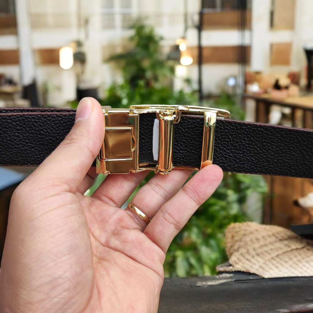 Dây nịt nam gai lưng cá sấu LIỀN NGUYÊN CON N24N2 (Mặt vàng)