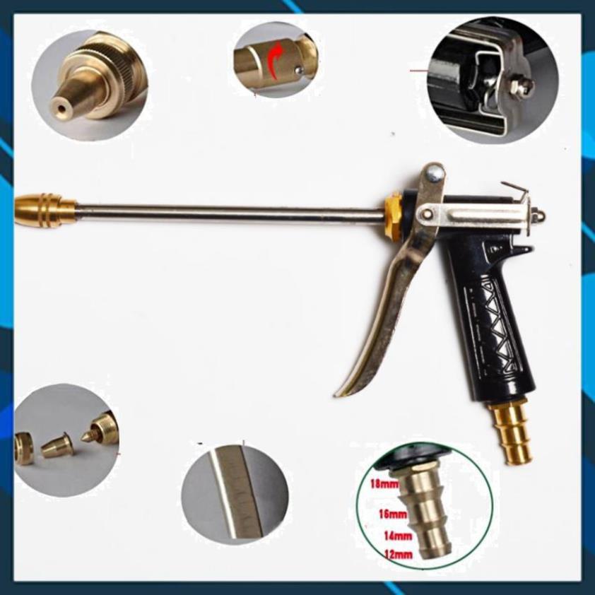 ️ Bộ dây vòi xịt nước rửa xe,tưới cây ,tăng áp 3 lần, loại 3m,5m 206318 đầu đồng,cút,nối nhựa đen+ móc khoá