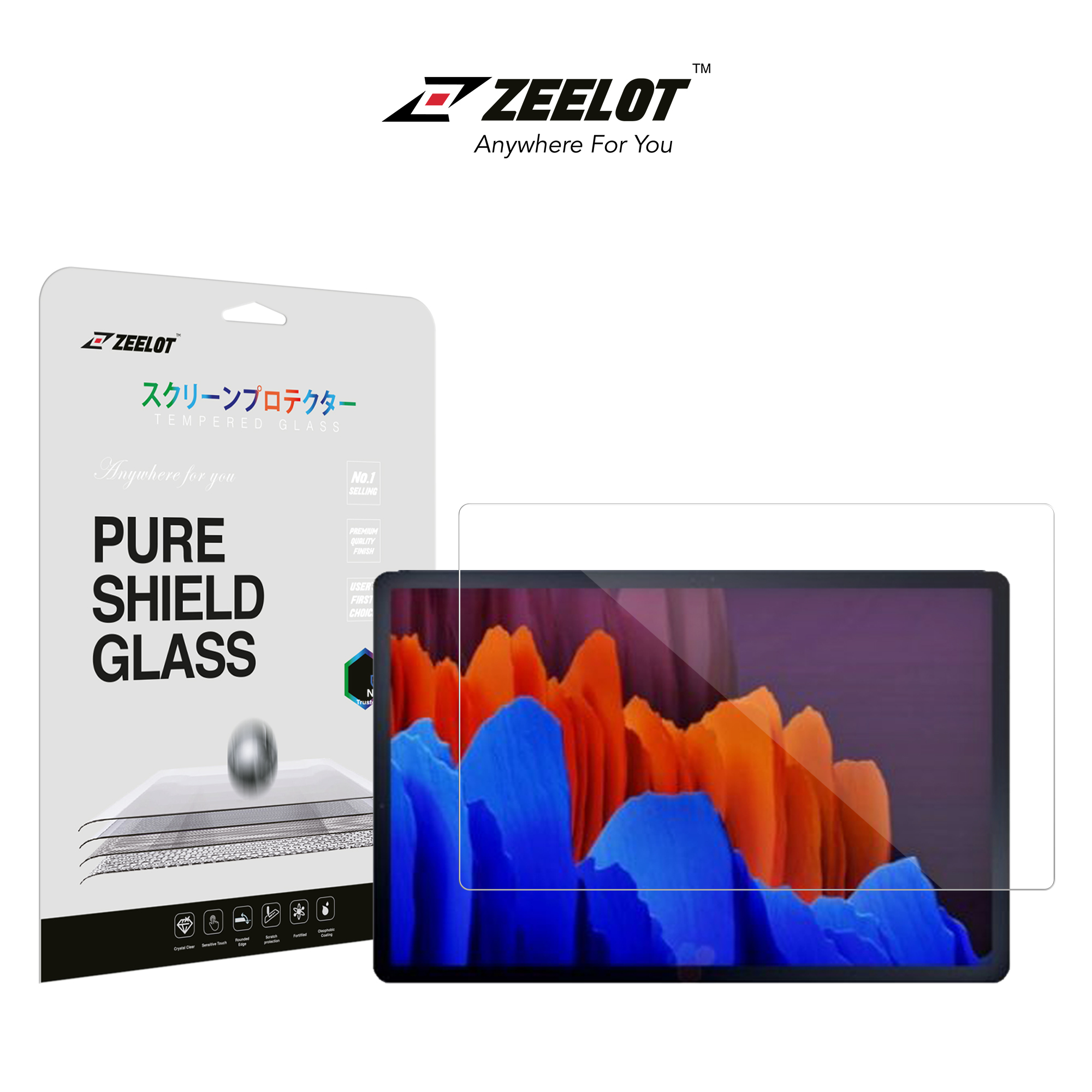 Dán cường lực Zeelot PureGlass Cho Galaxy Tab S7/ Tab S7 Plus/ Tab S7 FE - Hàng Chính Hãng