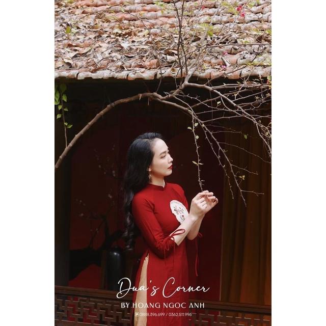 SET ÁO DÀI ĐỎ THÊU HOA BE CHO MẸ VÀ BÉ