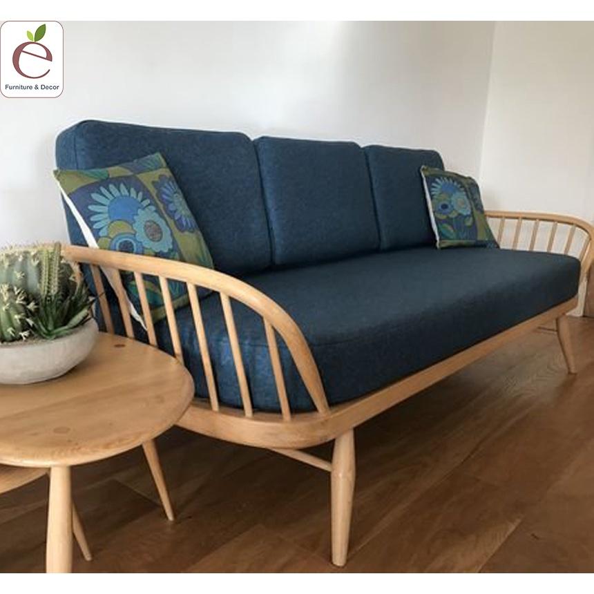 Sofa văng Ercol - Sofa gỗ, khung nan gỗ, bọc vải, nỉ, da, màu tùy chọn. Hàng gia công tỉ mỉ.