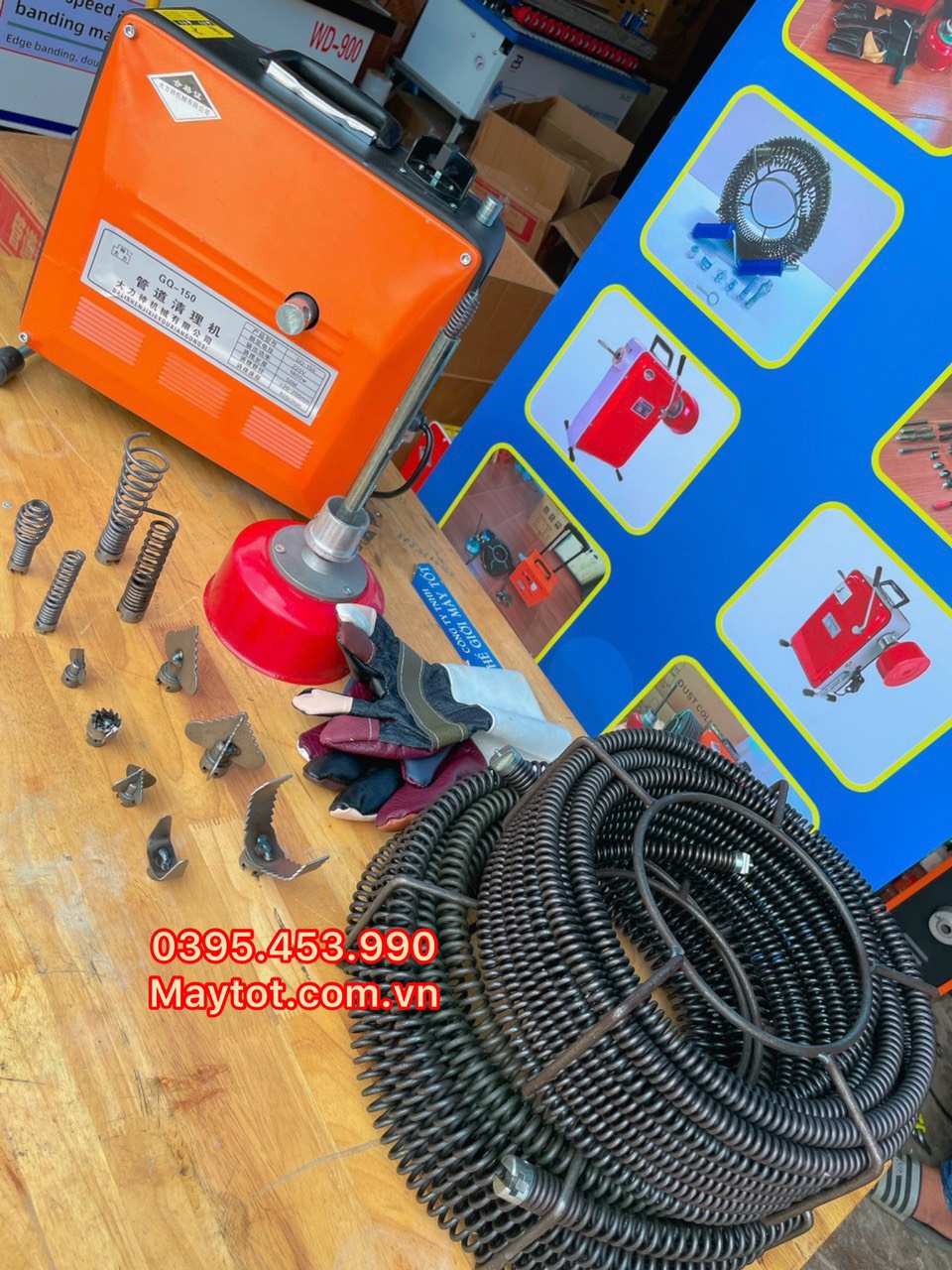 Máy thông cống lò xo GQ150 công suất 1800W dùng dây phi 8,16,22