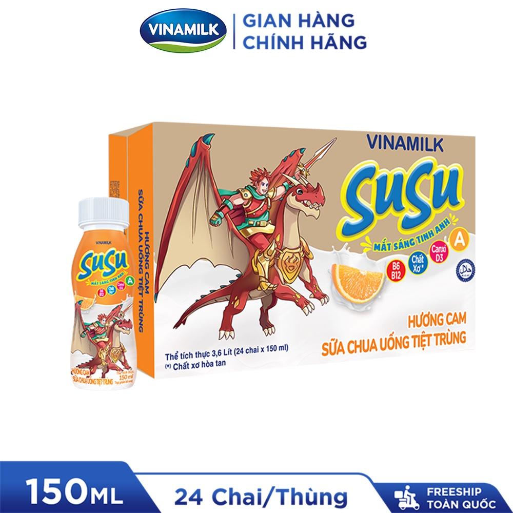 3 thùng Sữa chua uống Susu IQ hương Cam (48 chai x 150ml) - 24 chai/thùng