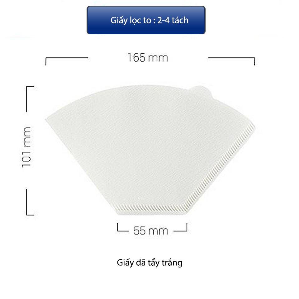 Bịch 100 tờ giấy lọc cà phê nón cụt cho phễu Kalita & máy pha tự động