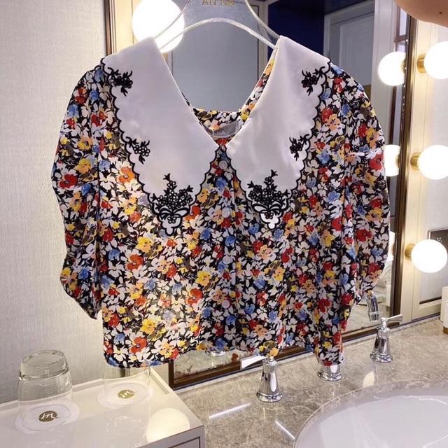 Áo Sơmi hoa nhí cổ thêu