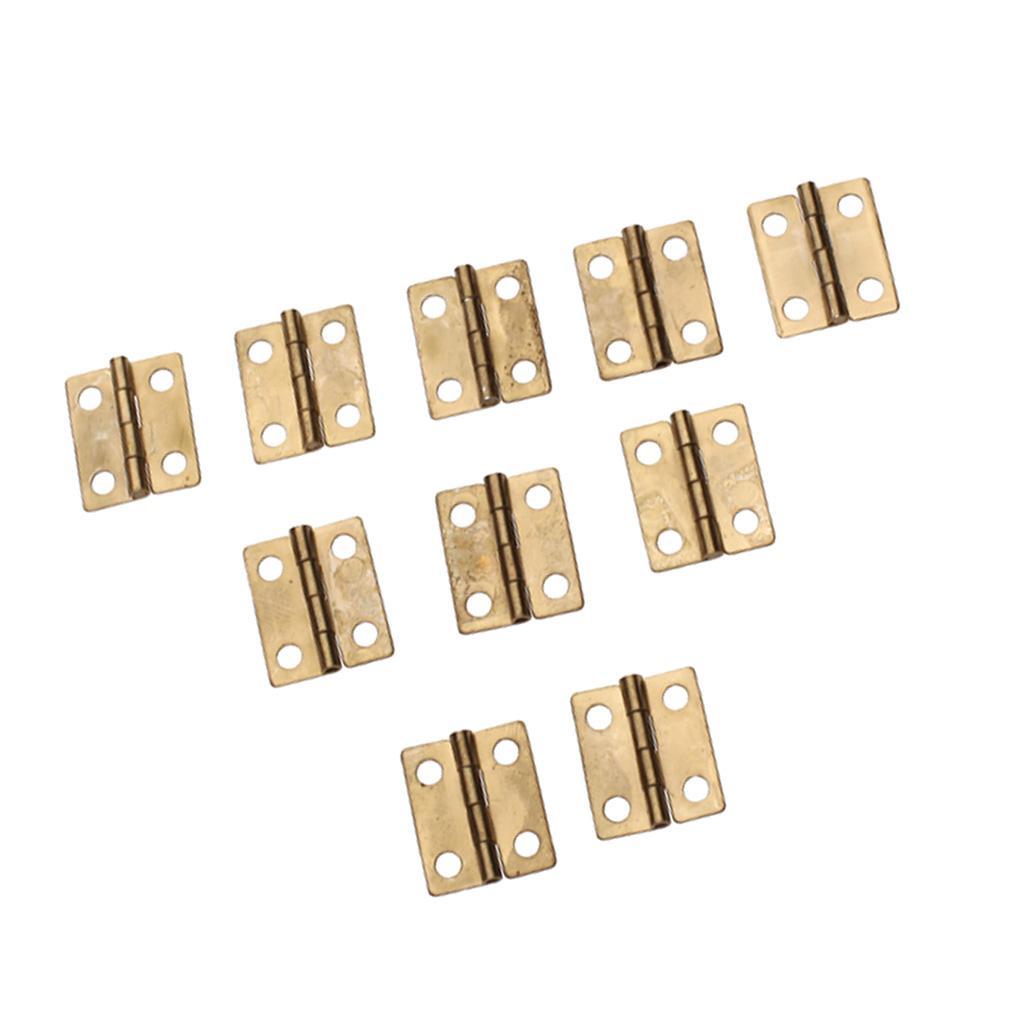 10x Antique Brass Mini Hinges Small Butterfly Butt Hinges for Wooden Jewelry