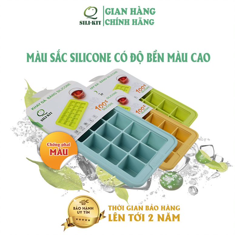 Khay đá silicon 18 viên cao cấp Silikit siêu tiện lợi, chống dính đá, độ bền cao, dễ vệ sinh