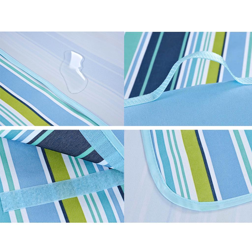 Waterproof Picnic Blanket Travel Outdoor Beach Camping Rug Blue Stripe