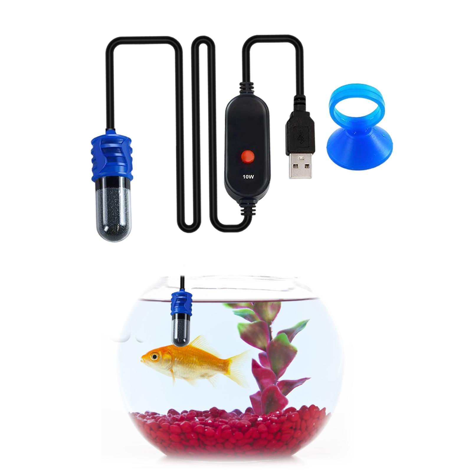 Mini Aquarium Heater Adjustable USB Heating Rod Submersible Thermostat