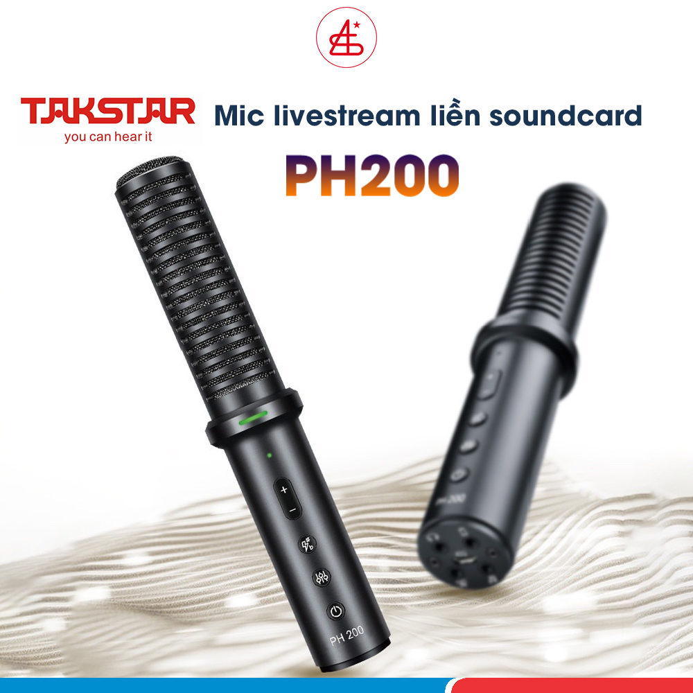 Micro thu âm, livestream không cần soundcard TAKSTAR PH-200 dùng cho smartphone, ipad... dễ sử dụng và thuận tiện - Hàng Chính Hãng