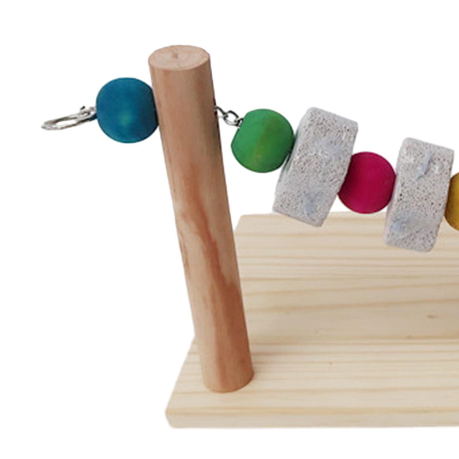 Grinding Block Chew Toy Perching Play Climbing Platform Wooden Playground Bird Stand Molar Stone for Rabbits Rat Gerbil Chipmunk Chinchilla