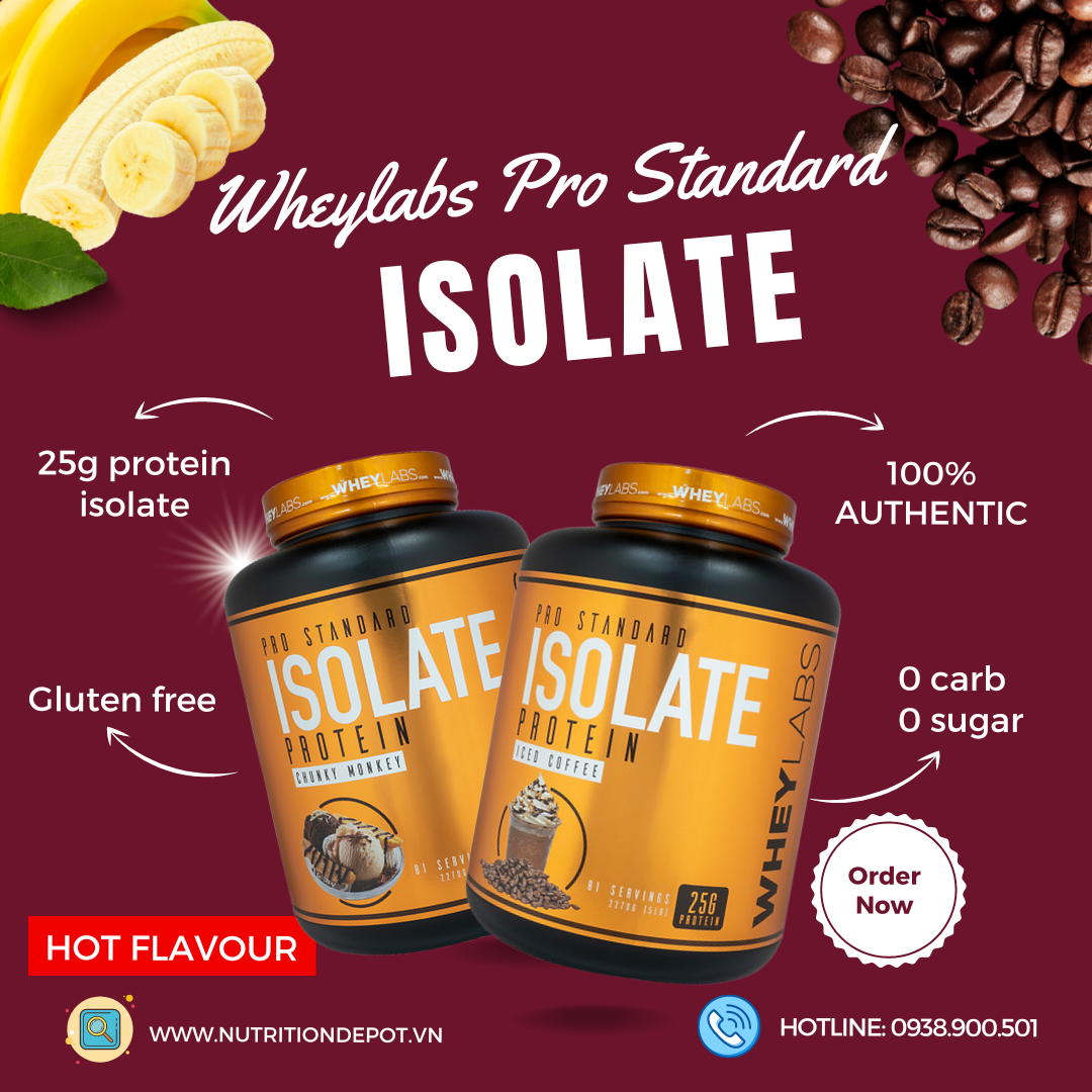 Sữa tăng cơ Wheylabs Pro Standard Isolate Protein Hộp 2.27 kg (81 lần dùng) - Nutrition Depot