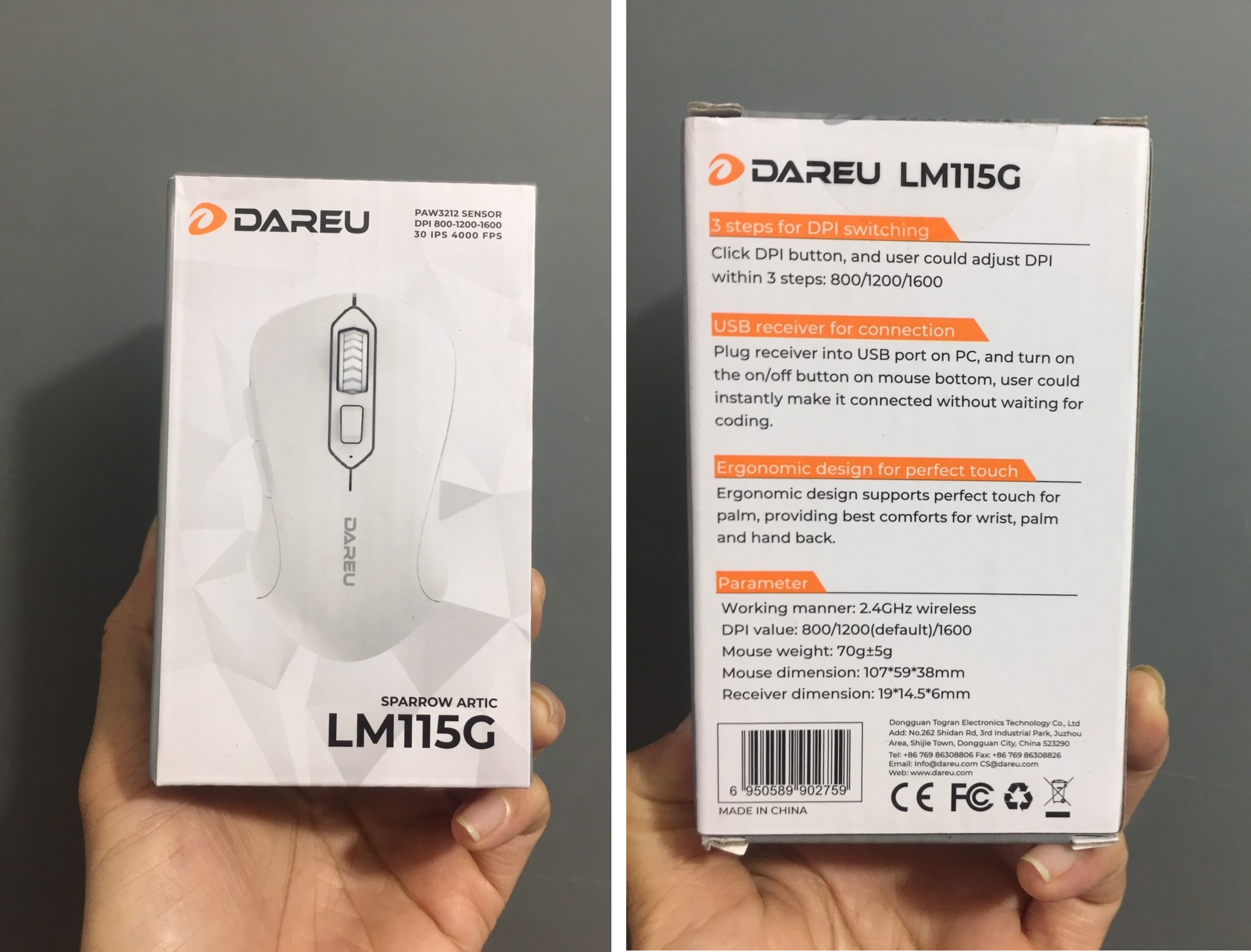 Chuột không dây DareU Sparrow LM115G - Hàng chính hãng