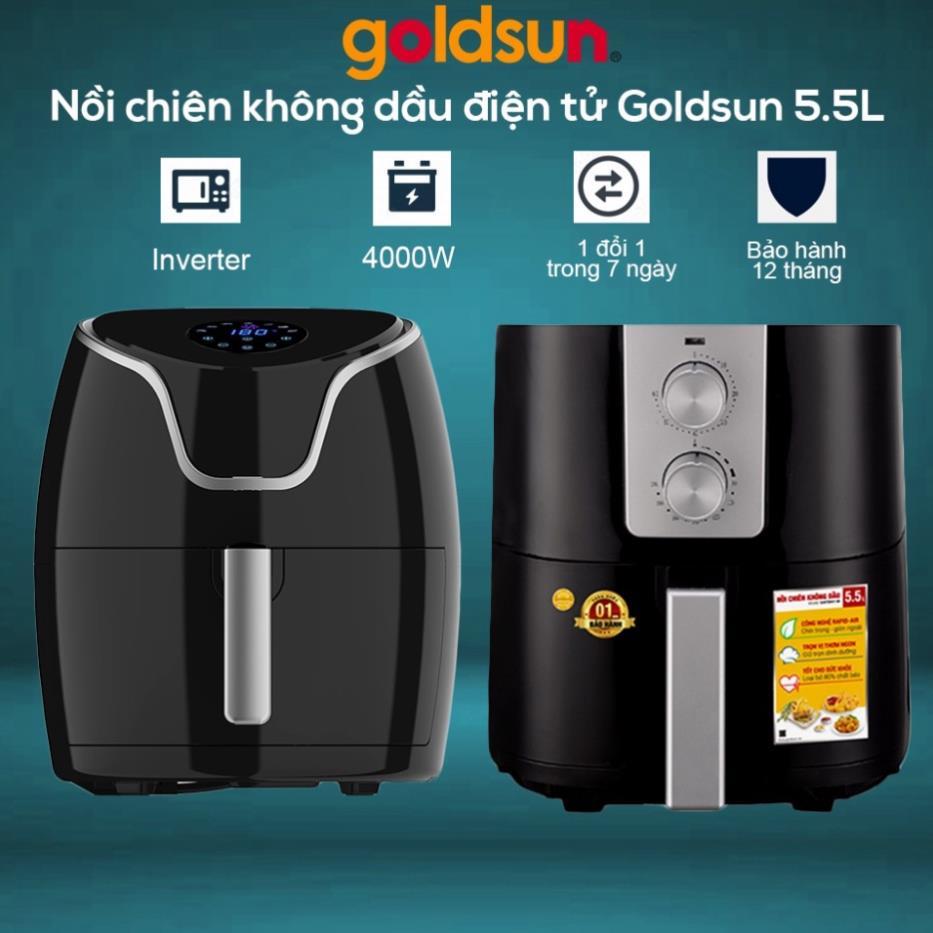 Nồi chiên không dầu Goldsun CQ2602 và GAF584-M, Dung tích 5.5L - Hàng Chính hãng