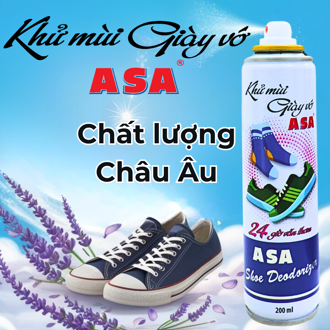 Khử mùi giày vớ ASA chai Aerosol 200ml - hoạt chất khử mùi chuyên dùng ZnRi-Complex của Đức