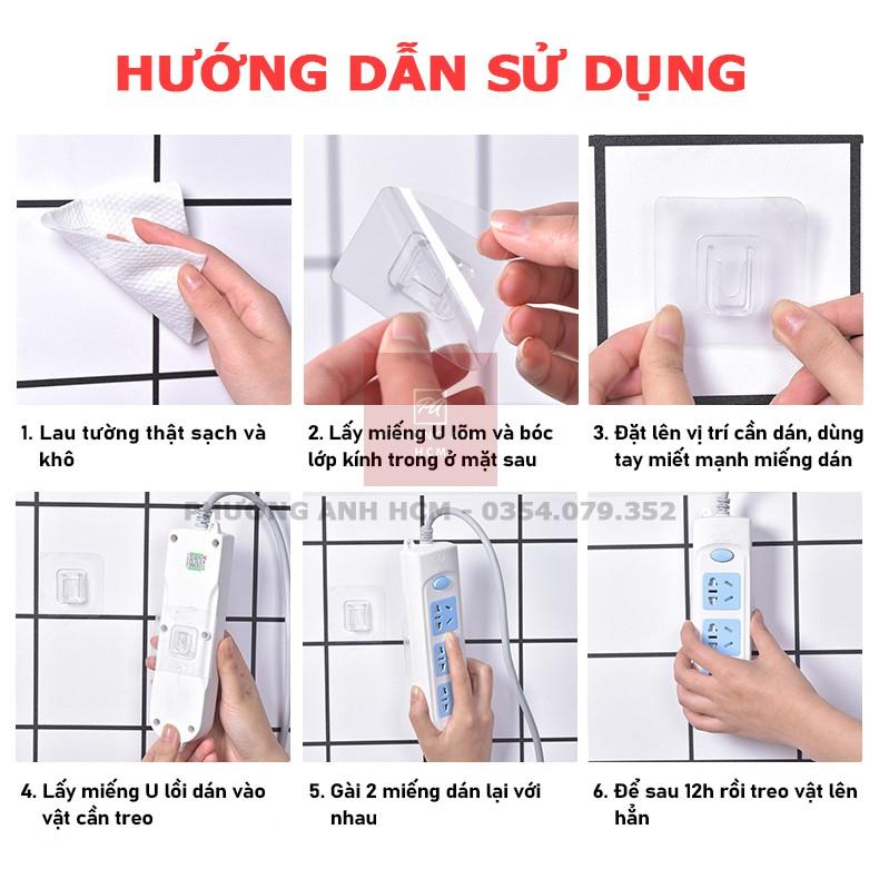 Bộ Móc Dán Tường Ghép Đôi Treo Đồ, Ổ Điện, Tranh Ảnh - Miếng Dán Tường Dự Phòng Cho Khay Kệ Nhà Tắm, Nhà Bếp