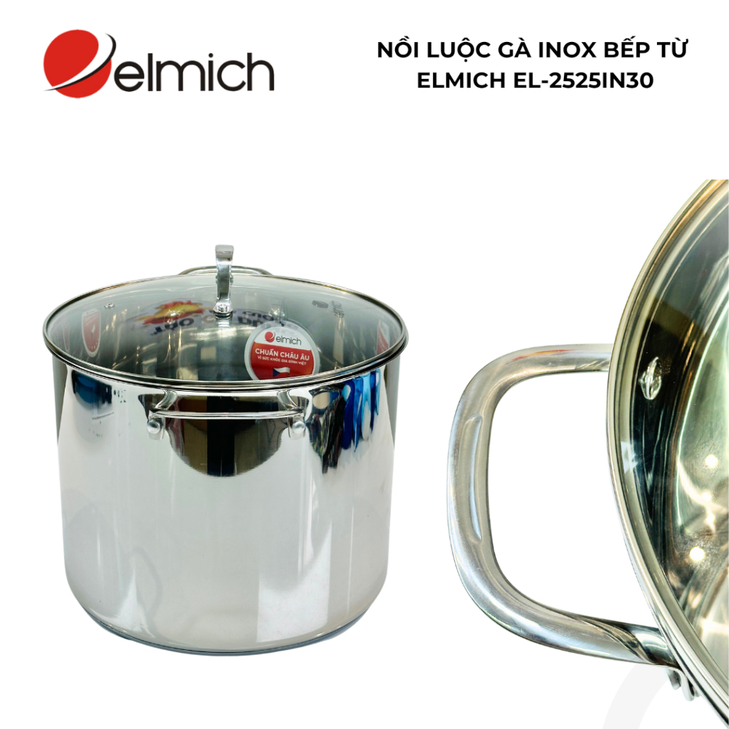 Nồi luộc gà inox 304 elmich EL-2525IN30 size 30cm