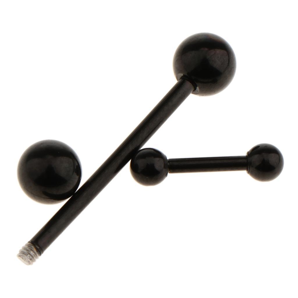 2x24 Pieces Lot Stainless Steel Eyebrow Ear Lip Navel Ring Stud Black