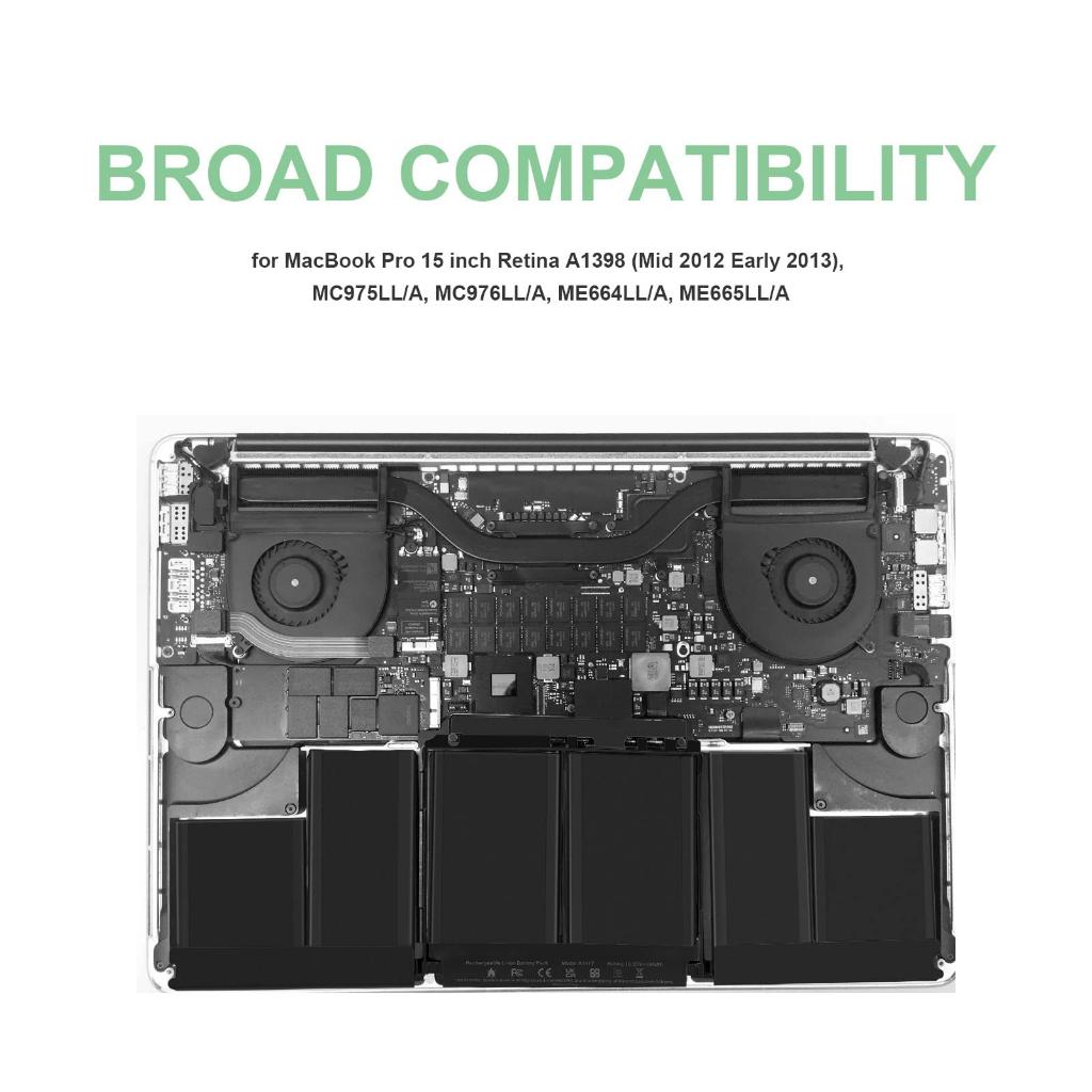 Pin Tương Thích Cho Macbook Pro 15 Inch Retina A1398 A1417 Mid 2012 Early 2013 TEEEMO PC Hàng Nhập Khẩu New Seal