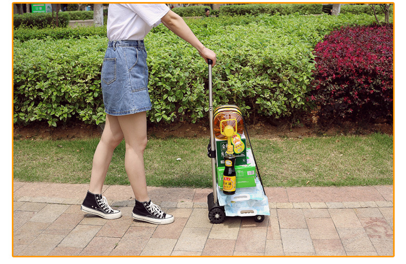Xe đẩy hàng gấp gọn 4 bánh có dây chằng, xe kéo đẩy hàng