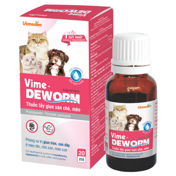 [20ml] Xổ Giun Vime Deworm cho Chó Mèo Dạng Nước Vemedim