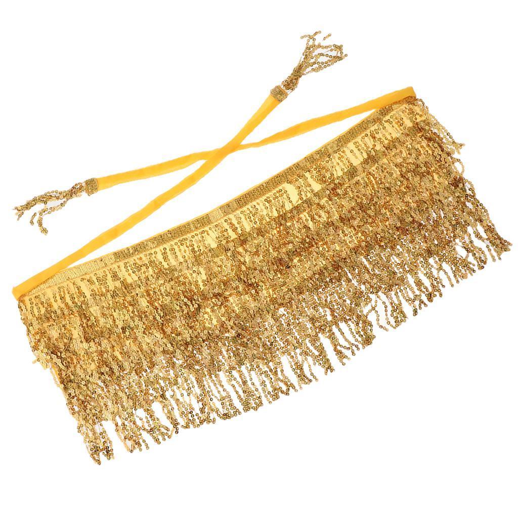 Women Summer Beach Coat Sequins Tassel Belly Dance Dancewear  - Gold,