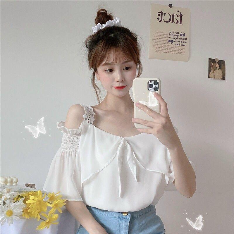 Áo kiểu nữ phối ren trễ vai