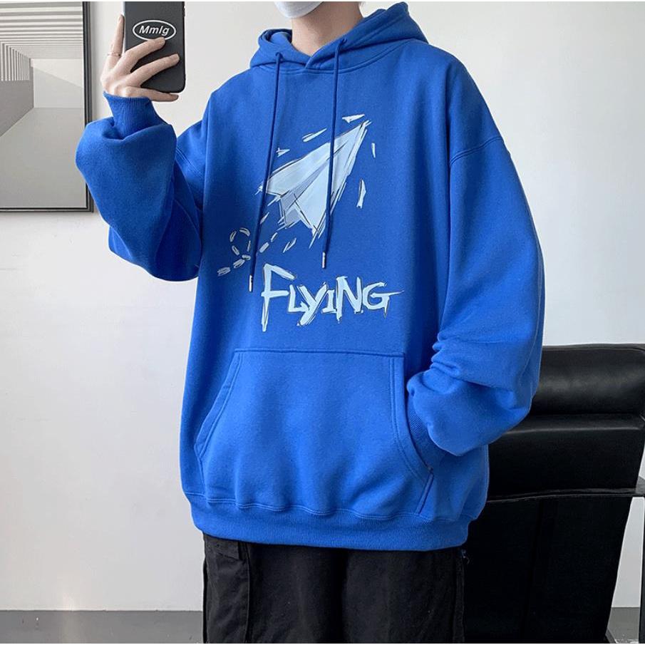 Áo Hoodie Tay Dài Dáng Rộng In Hình Máy Bay Giấy Phong Cách Thời Trang