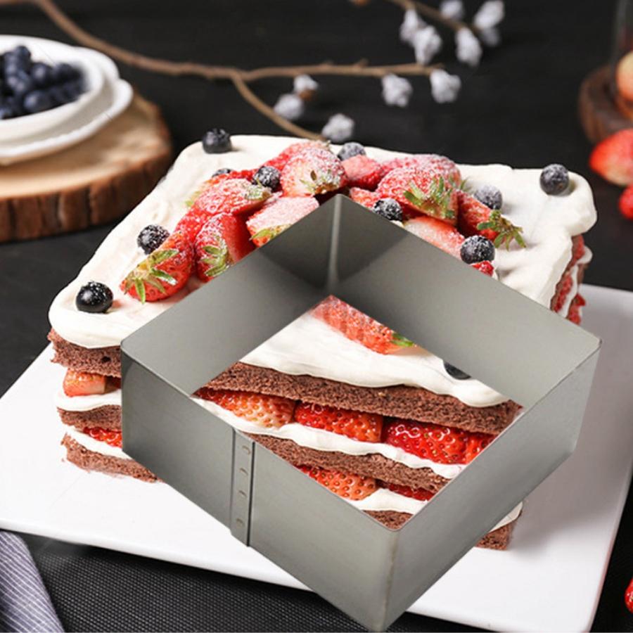 Khuôn RING Mousse Nhấn Cookies Cutter Dụng Cụ Làm Bánh Quy HÌNH CHỮ NHẬT - CBMOUS3P-V