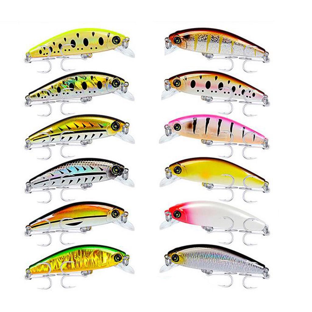 Minnow Fishing Lure 3D Eyes Crankbait Hard Bait with Treble Hook Type 1