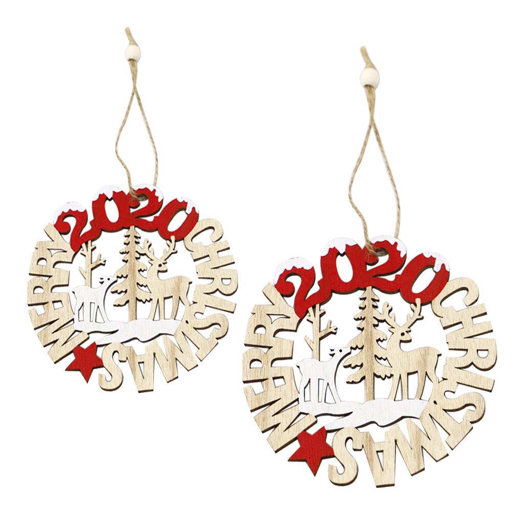 2020 Năm Mới Xmas Gỗ Mặt Dây Chuyền Cây Giáng Sinh Gỗ Thủ Công Giáng Sinh Trang Trí