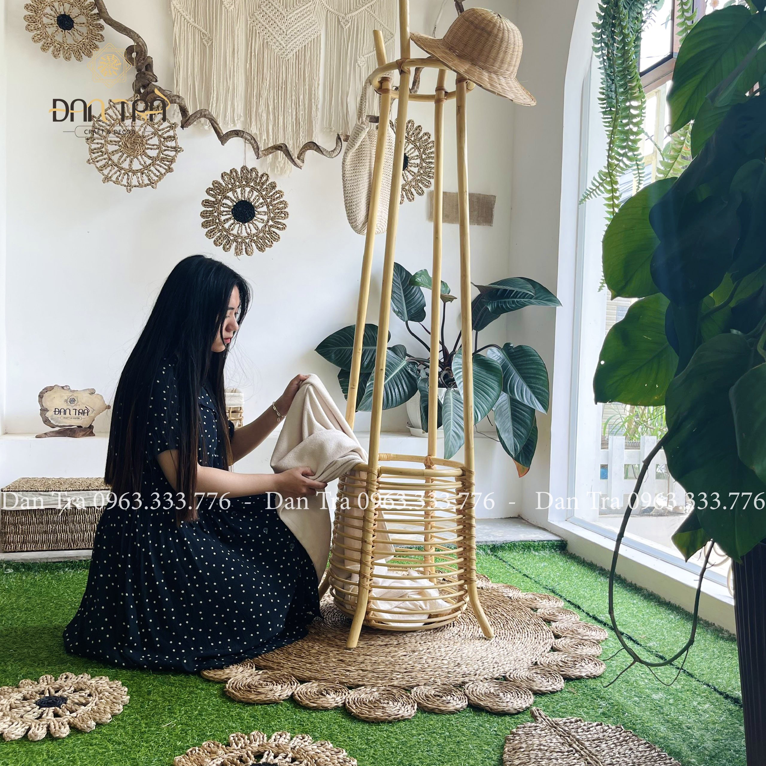 Giá Mây Treo Quần Áo - Kệ Mây Treo Đồ Cao Gọn - Giá Mây Treo Đa Năng - Nội Thất Mây Tre ĐAN TRÀ- Mây Tre Đan Trà Decor