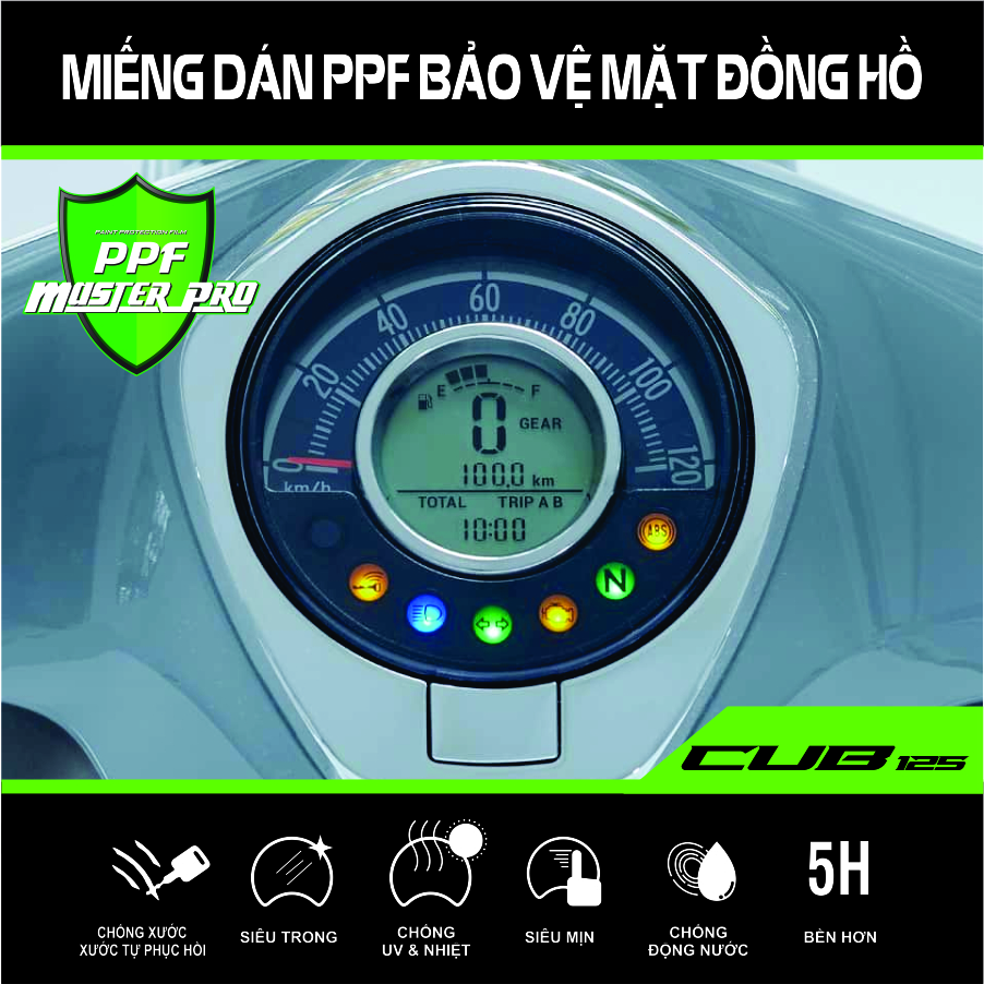 Miếng Dán PPF Bảo Vệ Mặt Đồng Hồ Xe CUB 125 | Chất Liệu Film PPF