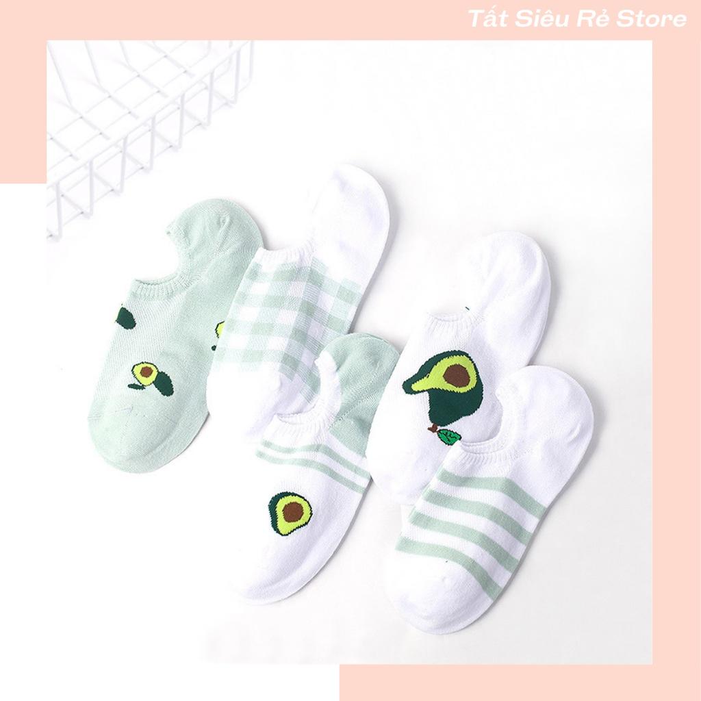 Tất nữ Hàn Quốc cổ ngắn màu bơ xinh xắn phong cách đáng yêu